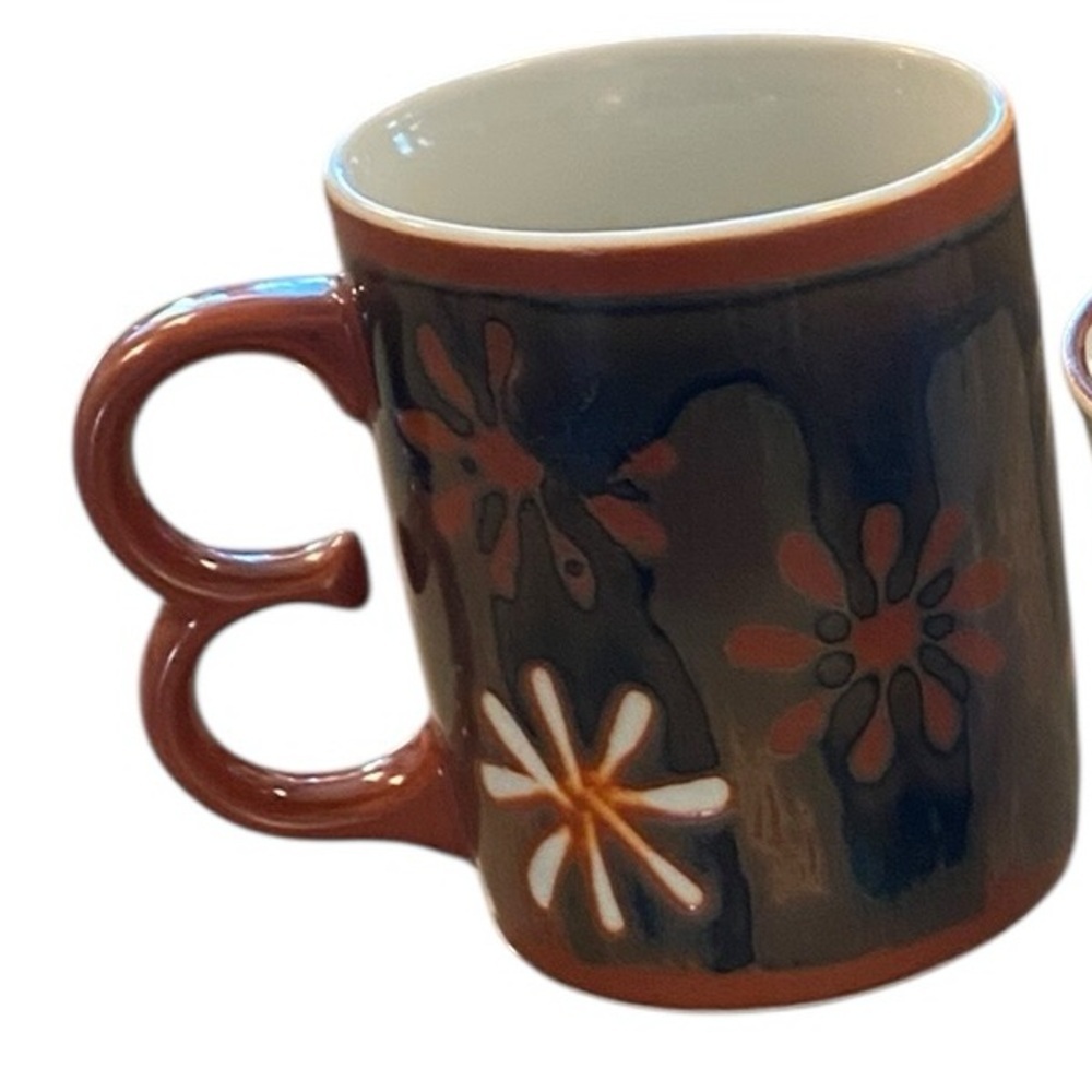 Vintage 70s stoneware Otagiri / Korean Mugs Hand-painted floral botanical. - Picture 8 of 8